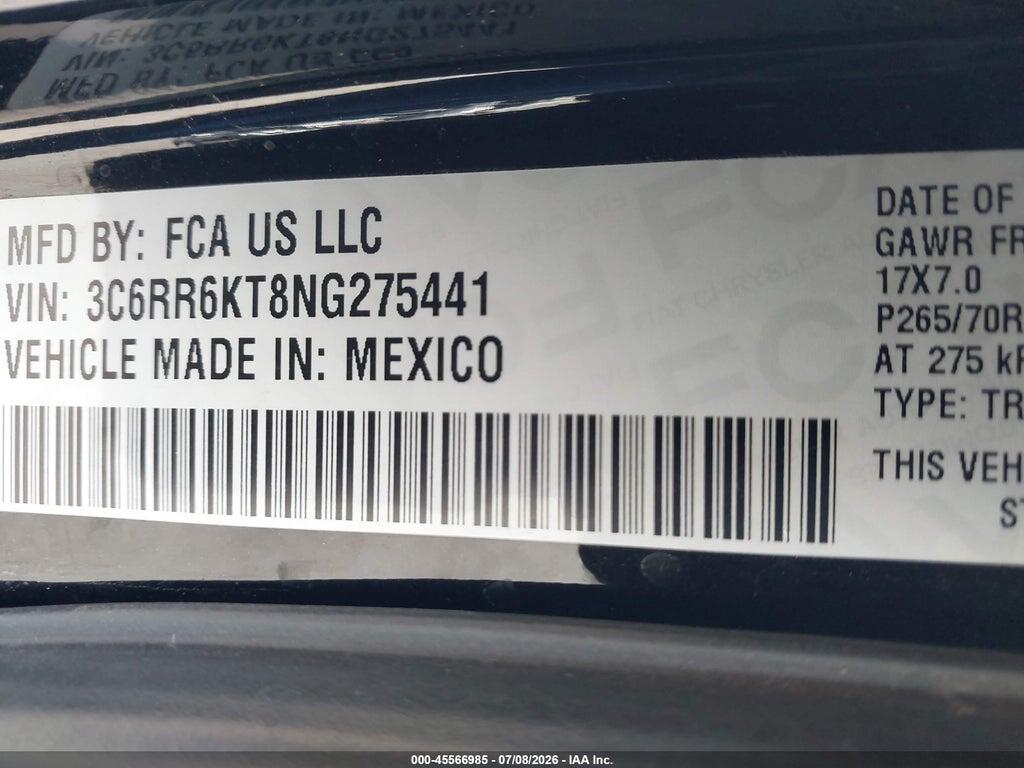 3C6RR6KT8NG275441 2022 RAM 1500 CLASSIC photo no. 9
