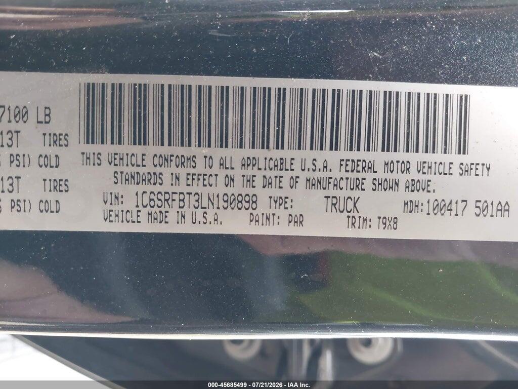 1C6SRFBT3LN190898 2020 RAM 1500 photo no. 9