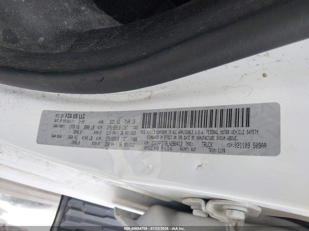 1C6SRFDT0LN280412 2020 RAM 1500 photo no. 9
