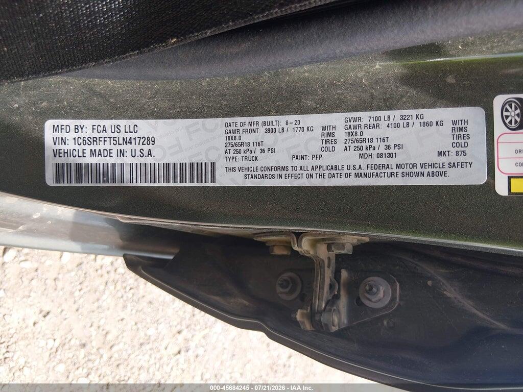1C6SRFFT5LN417289 2020 RAM 1500 photo no. 9