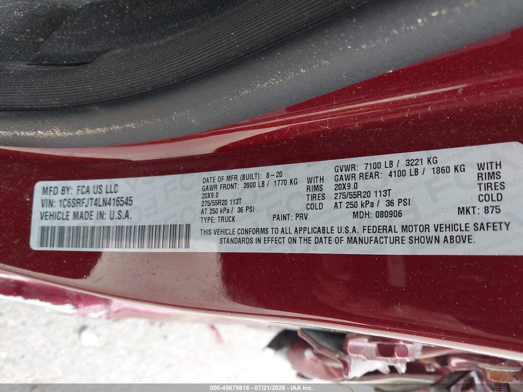 1C6SRFJT4LN416545 2020 RAM 1500 photo no. 9