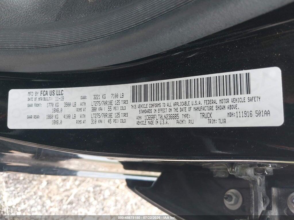 1C6SRFLT0LN236685 2020 RAM 1500 photo no. 9