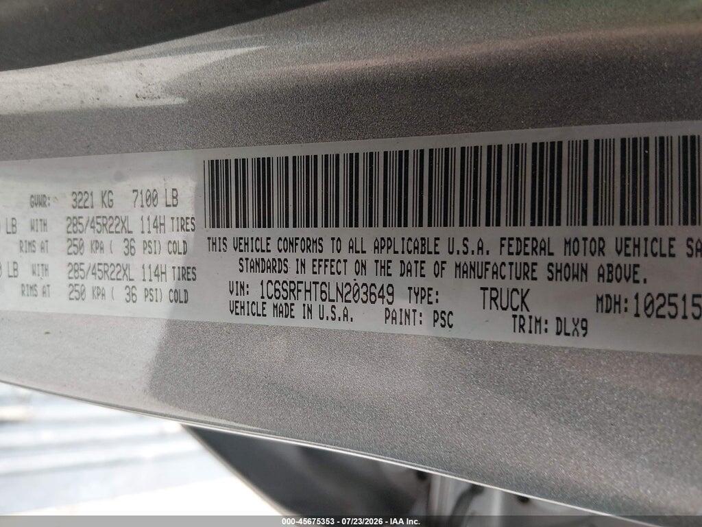 1C6SRFHT6LN203649 2020 RAM 1500 photo no. 9