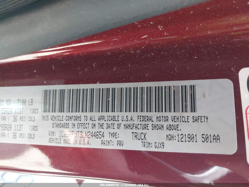 1C6SRFJT3LN244654 2020 RAM 1500 photo no. 9