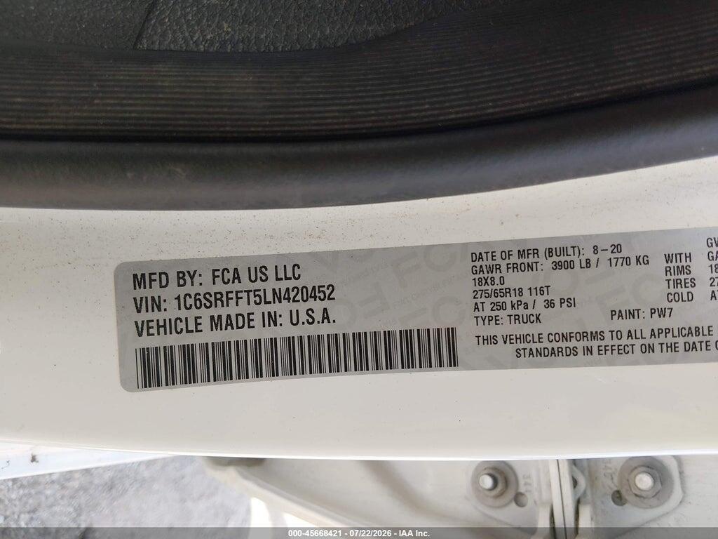 1C6SRFFT5LN420452 2020 RAM 1500 photo no. 9