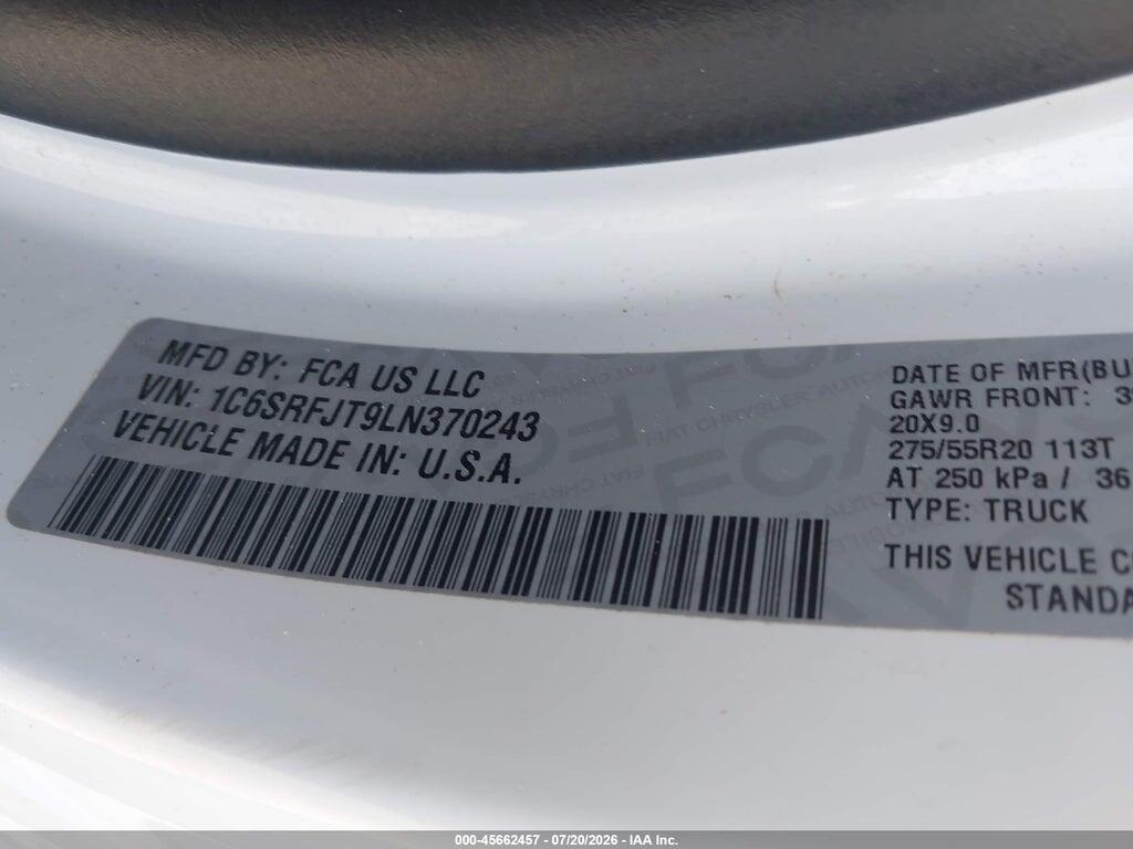 1C6SRFJT9LN370243 2020 RAM 1500 photo no. 9