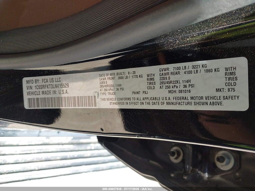 1C6SRFKT3LN415529 2020 RAM 1500 photo no. 9
