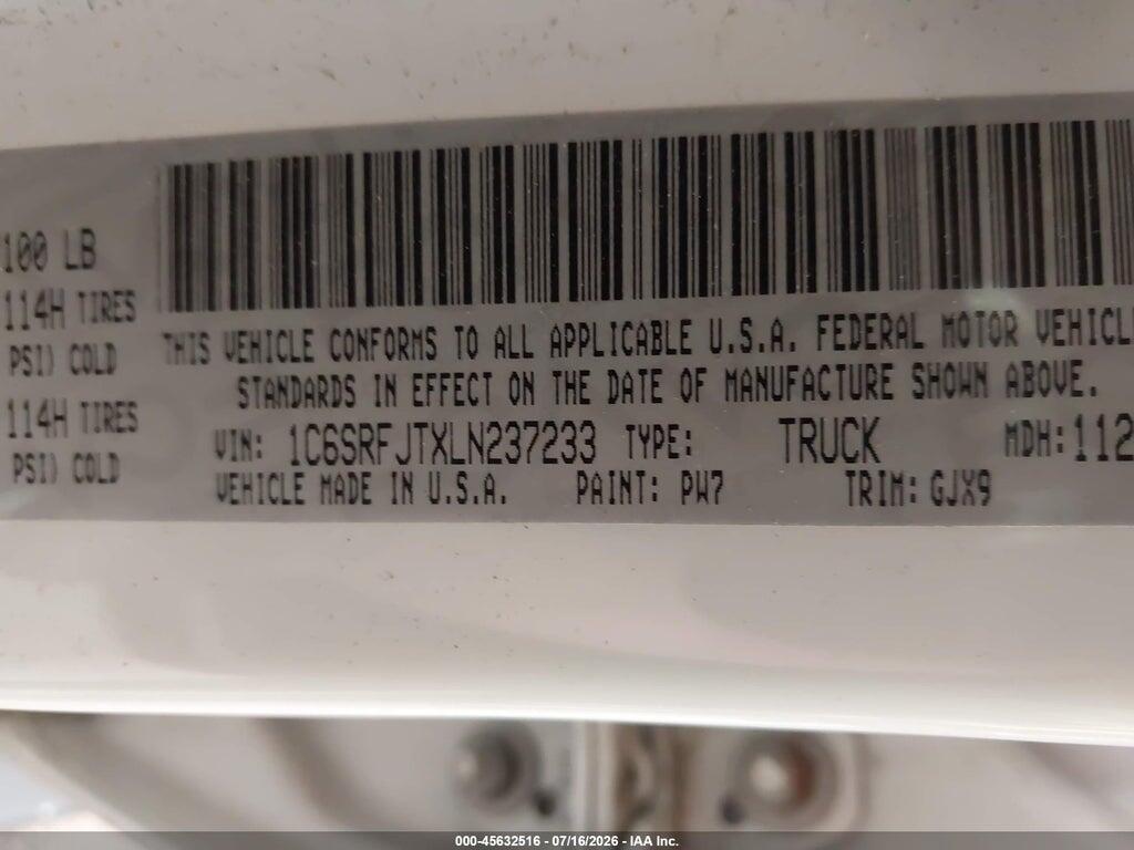 1C6SRFJTXLN237233 2020 RAM 1500 photo no. 9