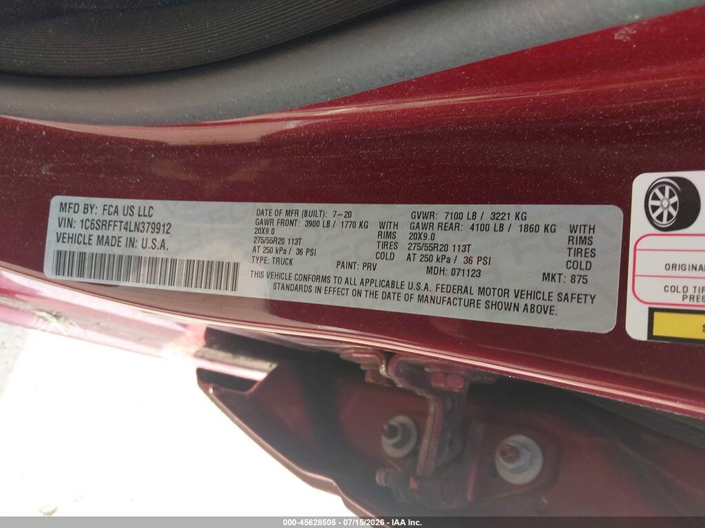1C6SRFFT4LN379912 2020 RAM 1500 photo no. 9