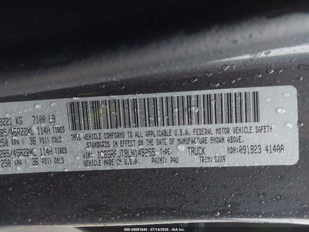 1C6SRFJT9LN145255 2020 RAM 1500 photo no. 9