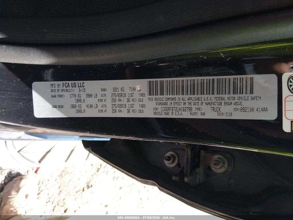 1C6SRFBT2LN162798 2020 RAM 1500 photo no. 9