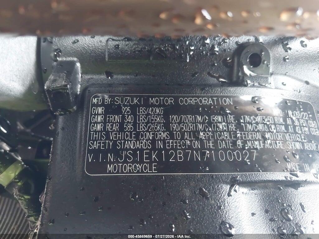 JS1EK12B7N7100027 2022 SUZUKI GSX1000 photo no. 10