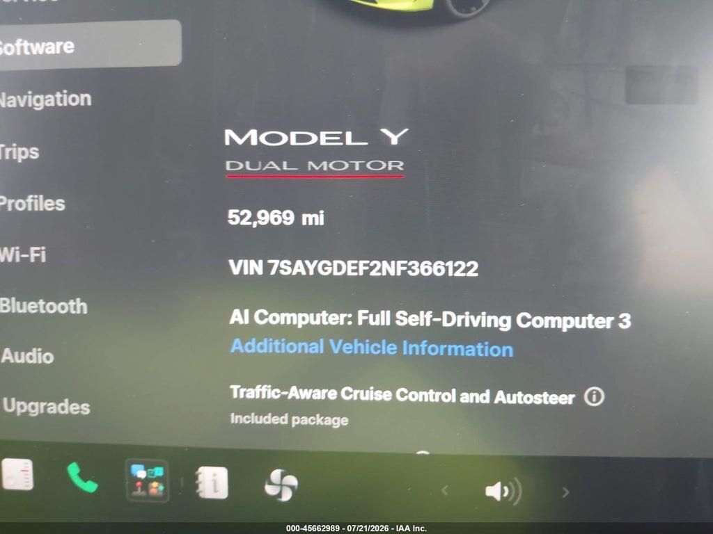 7SAYGDEF2NF366122 2022 TESLA MODEL Y photo no. 7