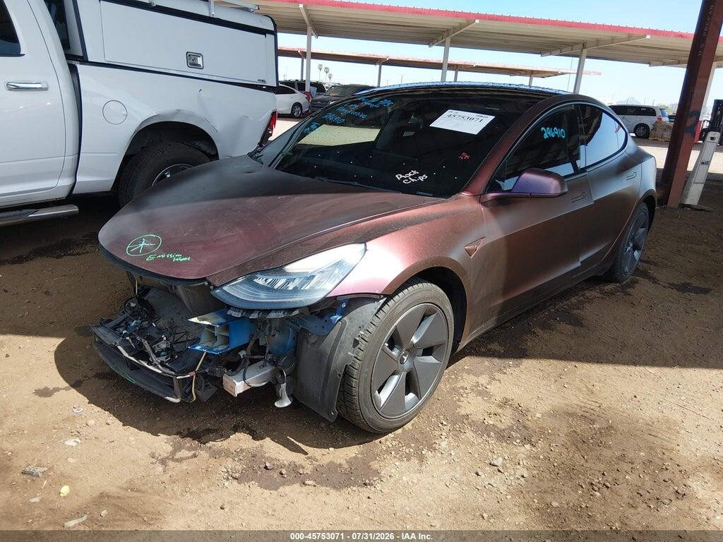 5YJ3E1EA5NF296910 2022 TESLA MODEL 3 photo no. 2