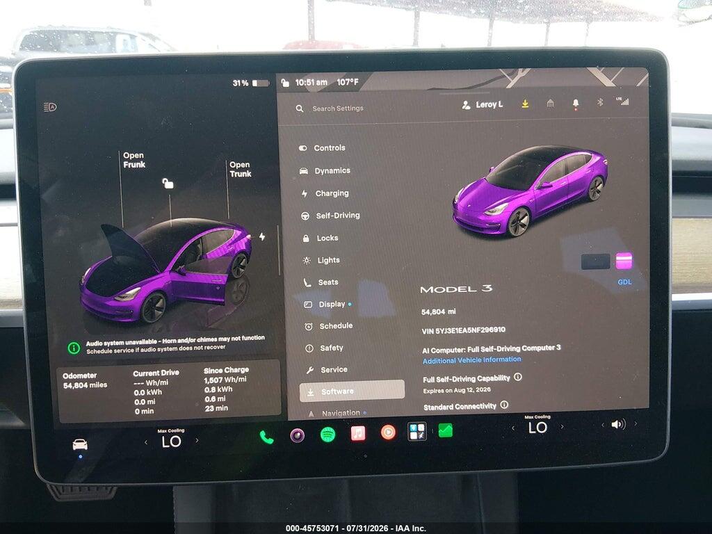 5YJ3E1EA5NF296910 2022 TESLA MODEL 3 photo no. 7