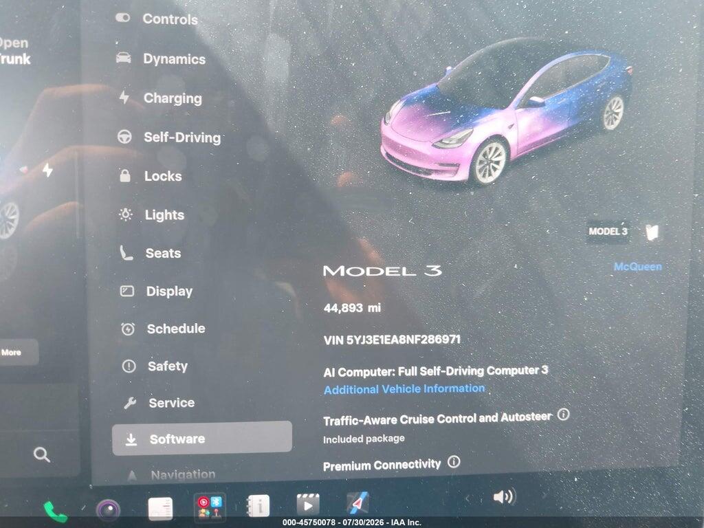 5YJ3E1EA8NF286971 2022 TESLA MODEL 3 photo no. 7