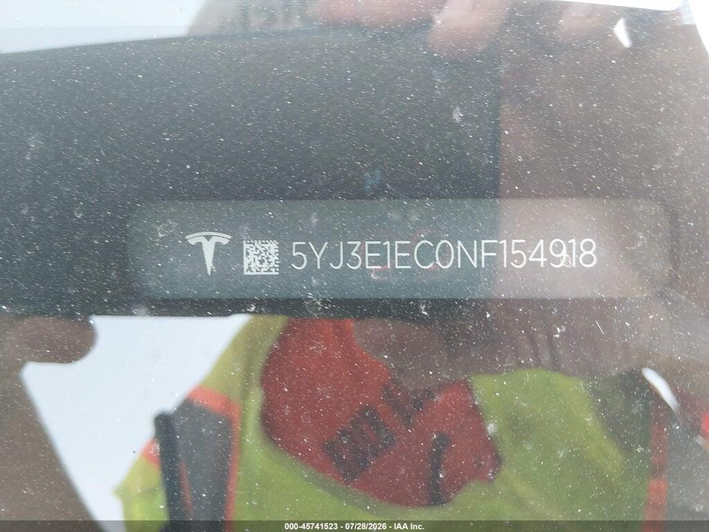 5YJ3E1EC0NF154918 2022 TESLA MODEL 3 photo no. 9