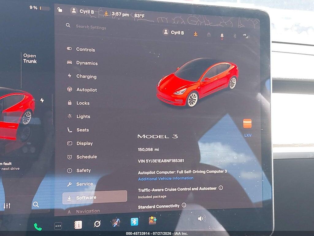 5YJ3E1EA8NF185381 2022 TESLA MODEL 3 photo no. 7