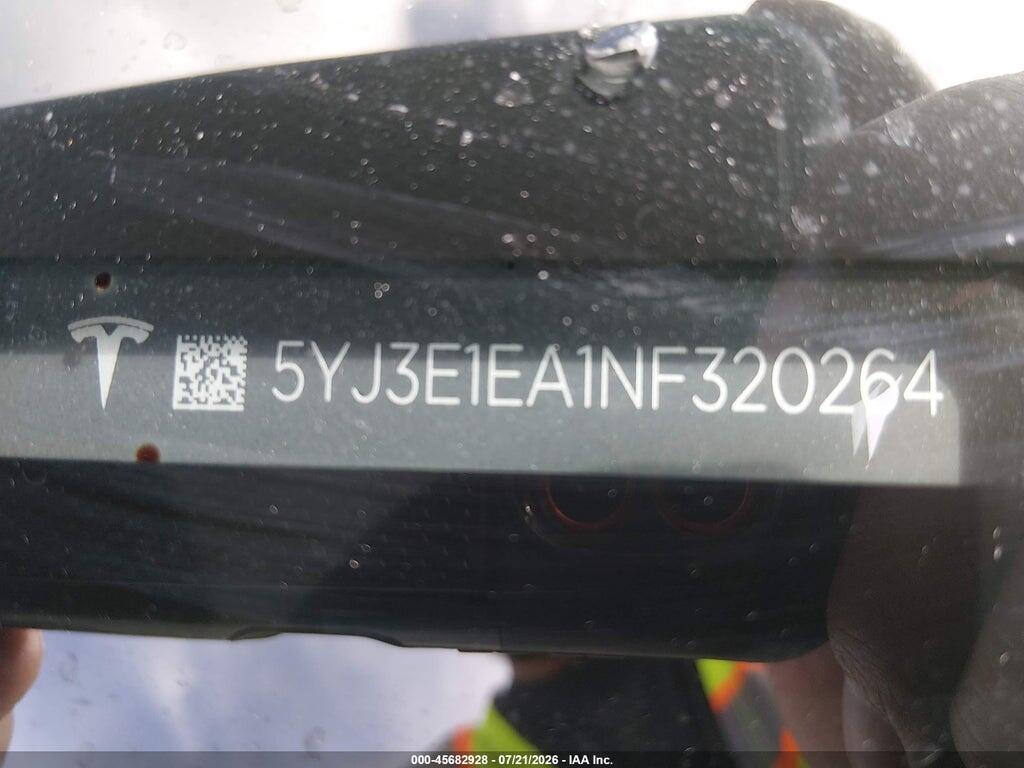 5YJ3E1EA1NF320264 2022 TESLA MODEL 3 photo no. 9