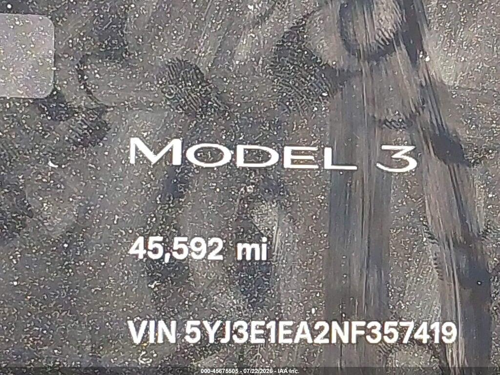 5YJ3E1EA2NF357419 2022 TESLA MODEL 3 photo no. 7
