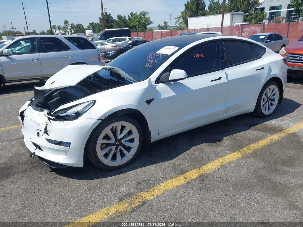 5YJ3E1EB3NF166570 2022 TESLA MODEL 3 photo no. 2