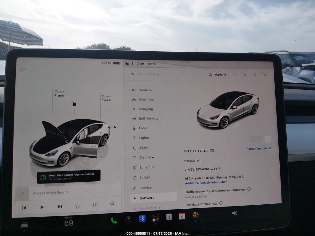 5YJ3E1EA9NF324417 2022 TESLA MODEL 3 photo no. 7