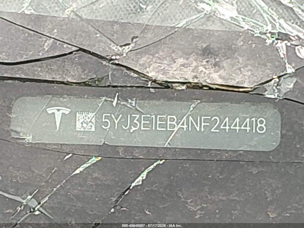 5YJ3E1EB4NF244418 2022 TESLA MODEL 3 photo no. 9