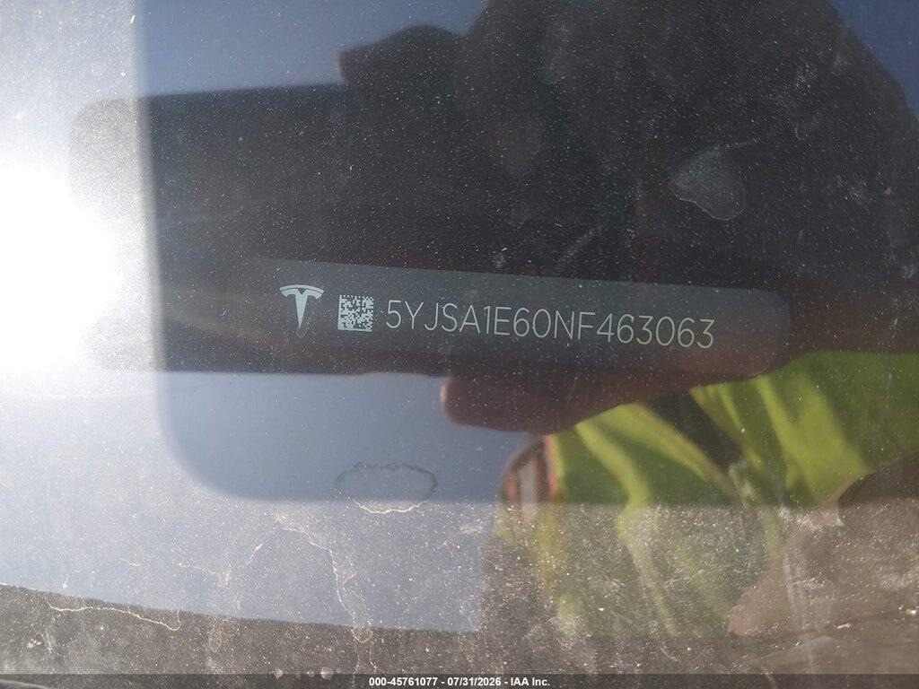 5YJSA1E60NF463063 2022 TESLA MODEL S photo no. 9