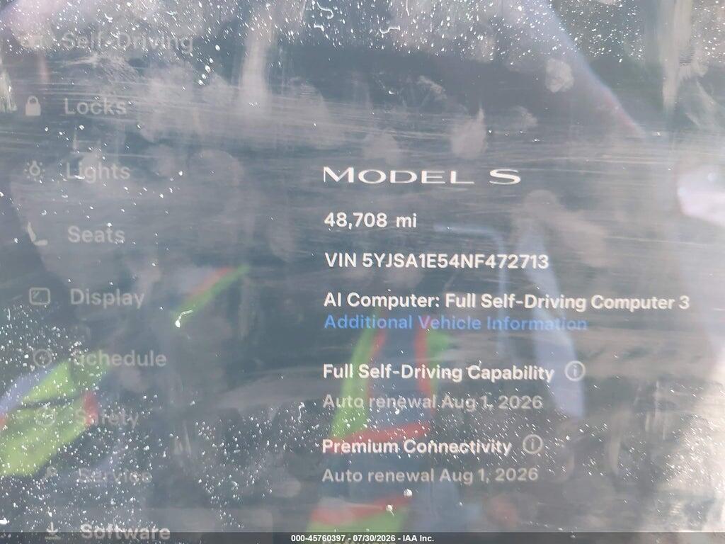 5YJSA1E54NF472713 2022 TESLA MODEL S photo no. 7