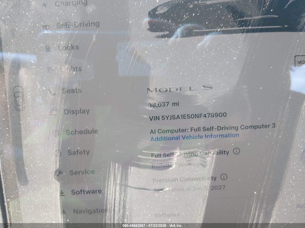 5YJSA1E50NF478900 2022 TESLA MODEL S photo no. 7
