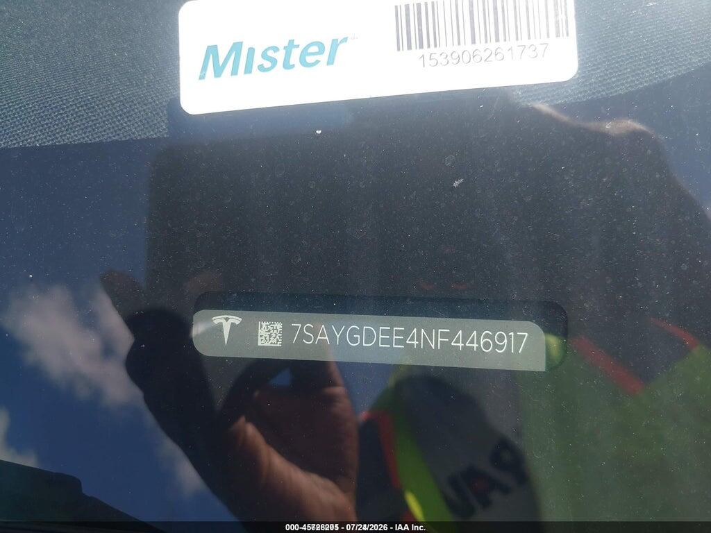 7SAYGDEE4NF446917 2022 TESLA MODEL Y photo no. 9
