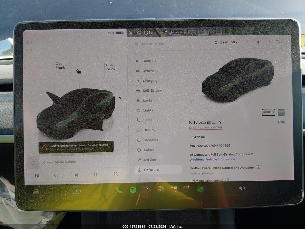7SAYGDEF0NF404365 2022 TESLA MODEL Y photo no. 7