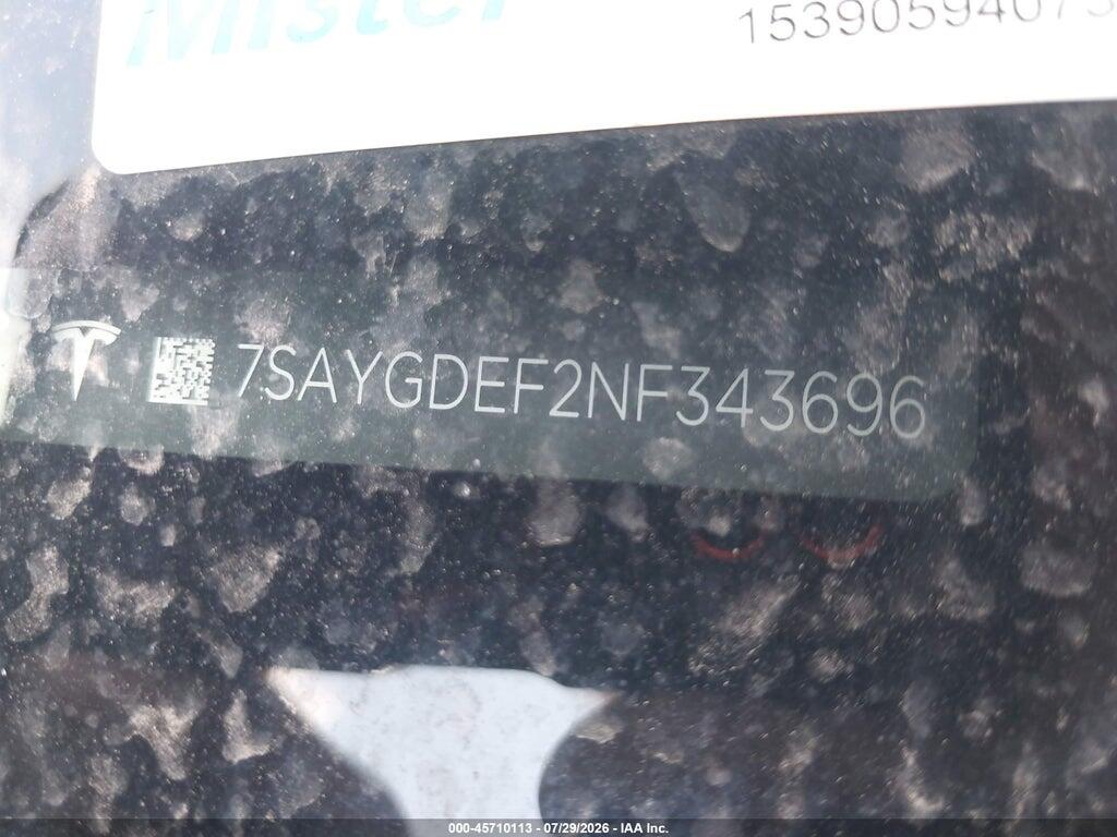7SAYGDEF2NF343696 2022 TESLA MODEL Y photo no. 9
