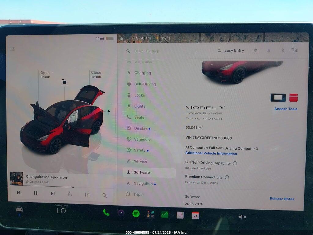 7SAYGDEE7NF533680 2022 TESLA MODEL Y photo no. 7