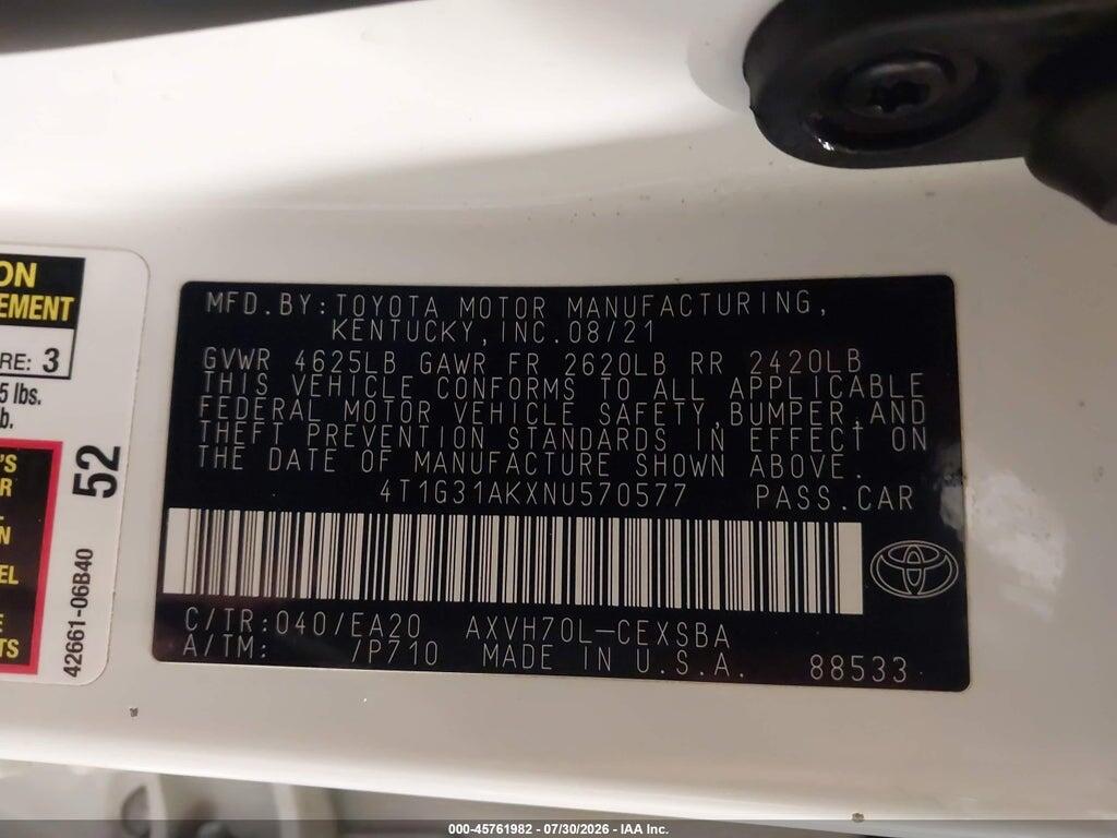 4T1G31AKXNU570577 2022 TOYOTA CAMRY photo no. 9