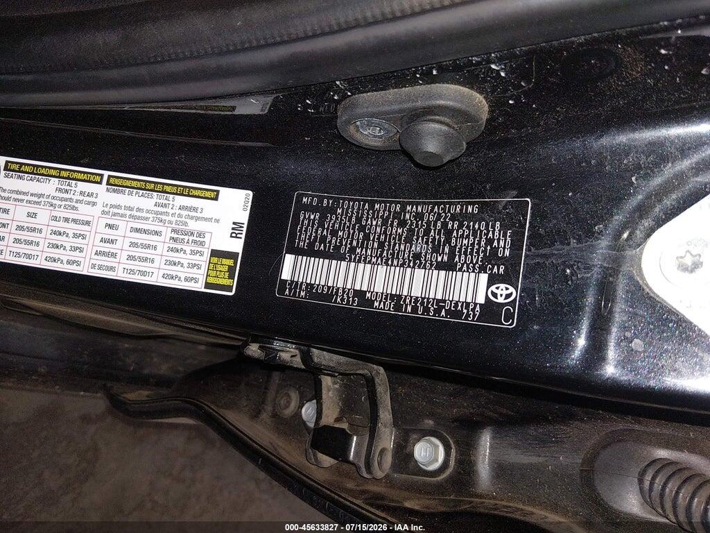 5YFEPMAE4NP342762 2022 TOYOTA COROLLA photo no. 9