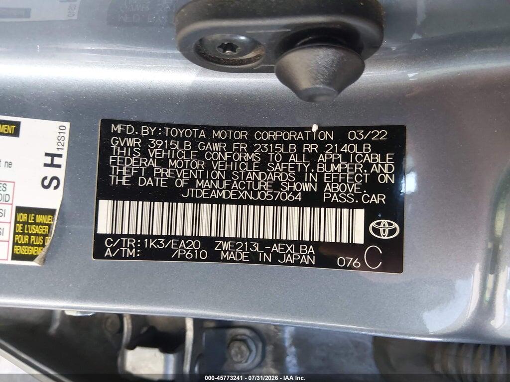 JTDEAMDEXNJ057064 2022 TOYOTA COROLLA photo no. 9