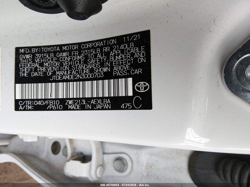 JTDEAMDE2N3000703 2022 TOYOTA COROLLA photo no. 9