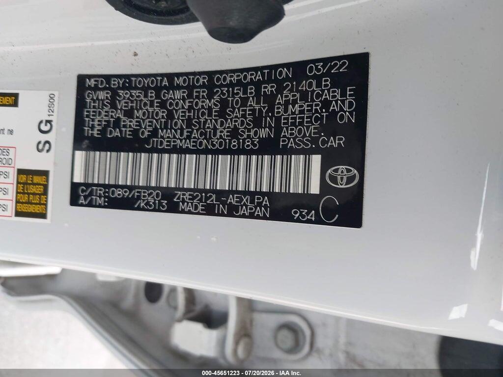 JTDEPMAE0N3018183 2022 TOYOTA COROLLA photo no. 9