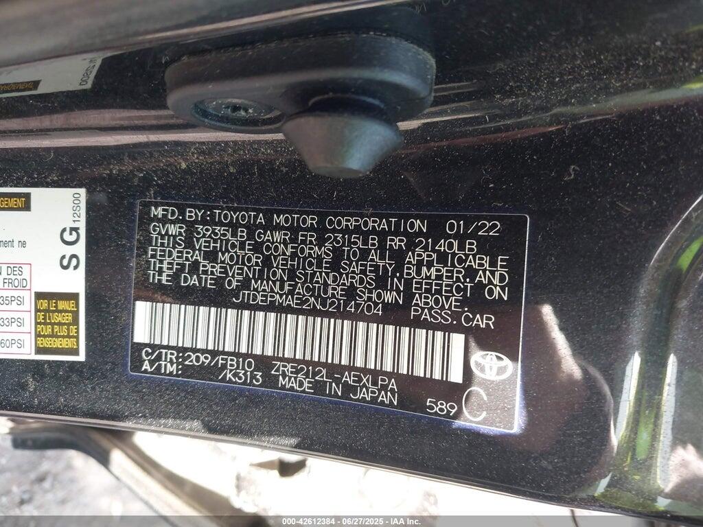JTDEPMAE2NJ214704 2022 TOYOTA COROLLA photo no. 9