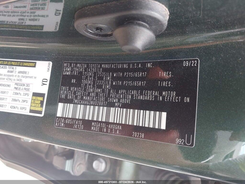 7MUCAAAG3NV028817 2022 TOYOTA COROLLA CROSS photo no. 9