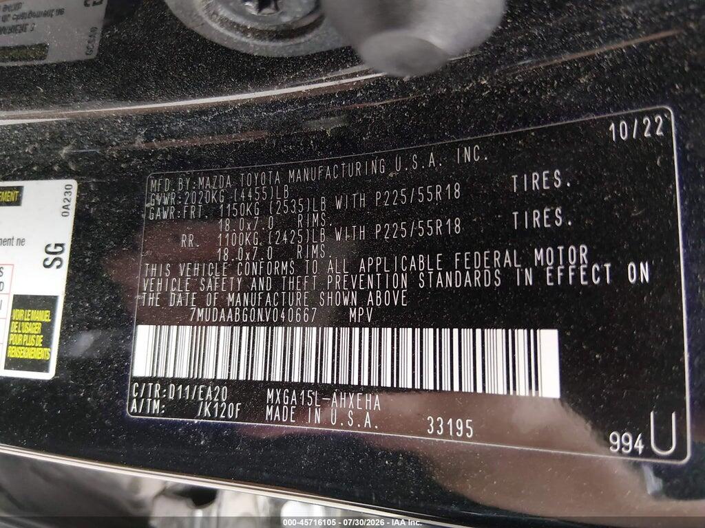 7MUDAABG0NV040667 2022 TOYOTA COROLLA CROSS photo no. 9