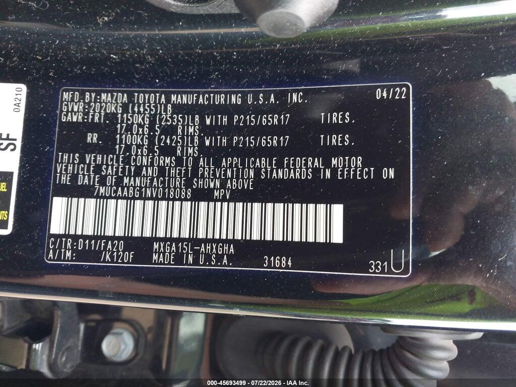 7MUCAABG1NV018088 2022 TOYOTA COROLLA CROSS photo no. 9