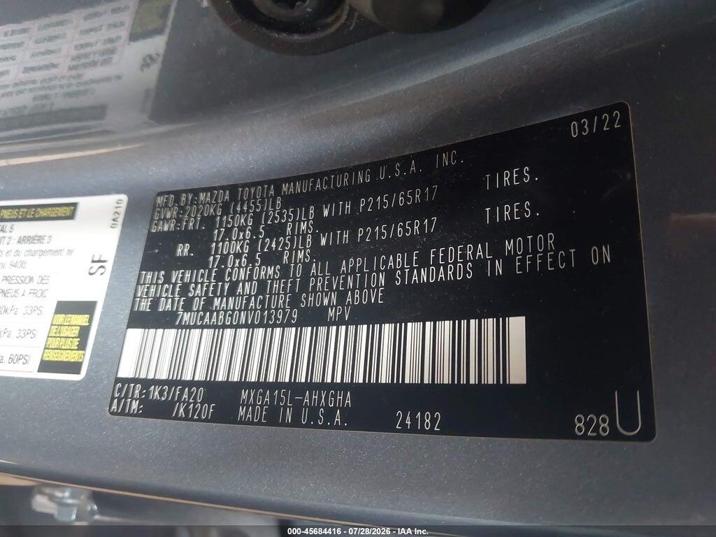 7MUCAABG0NV013979 2022 TOYOTA COROLLA CROSS photo no. 9
