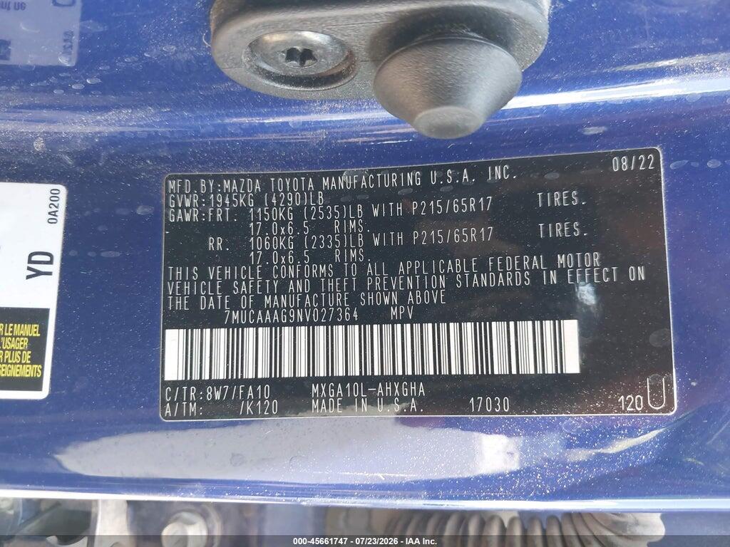 7MUCAAAG9NV027364 2022 TOYOTA COROLLA CROSS photo no. 9