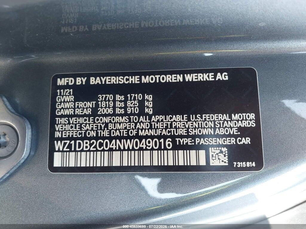 WZ1DB2C04NW049016 2022 TOYOTA GR SUPRA photo no. 9