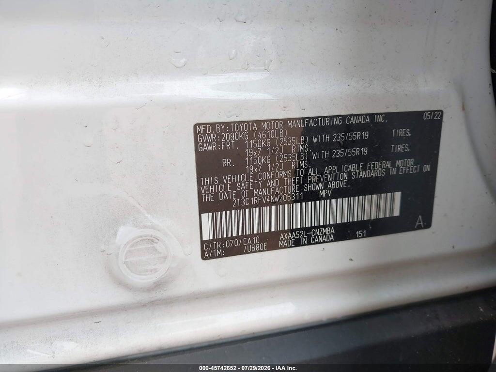 2T3C1RFV4NW205311 2022 TOYOTA RAV4 photo no. 9