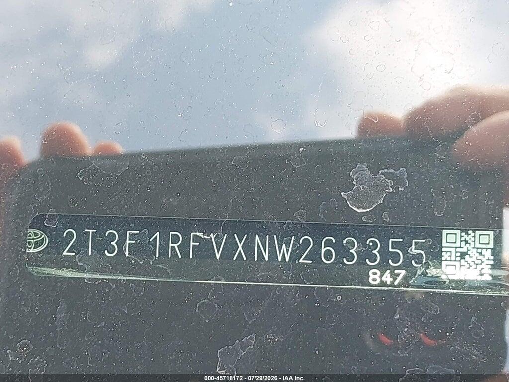 2T3F1RFVXNW263355 2022 TOYOTA RAV4 photo no. 9