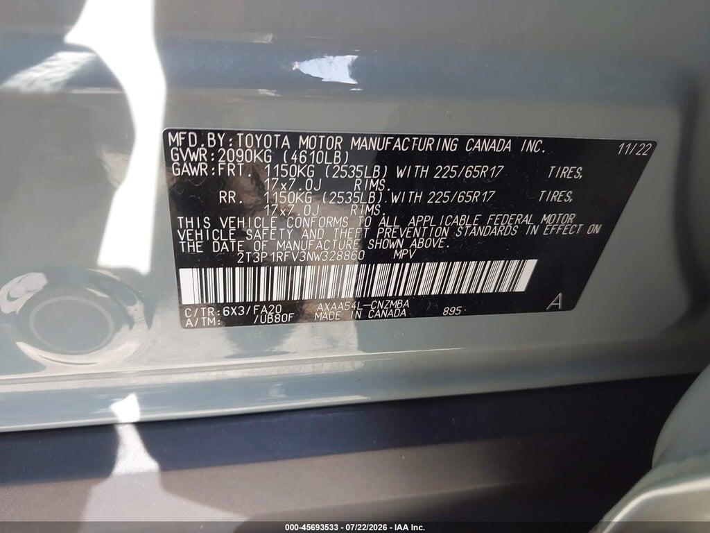 2T3P1RFV3NW328860 2022 TOYOTA RAV4 photo no. 9