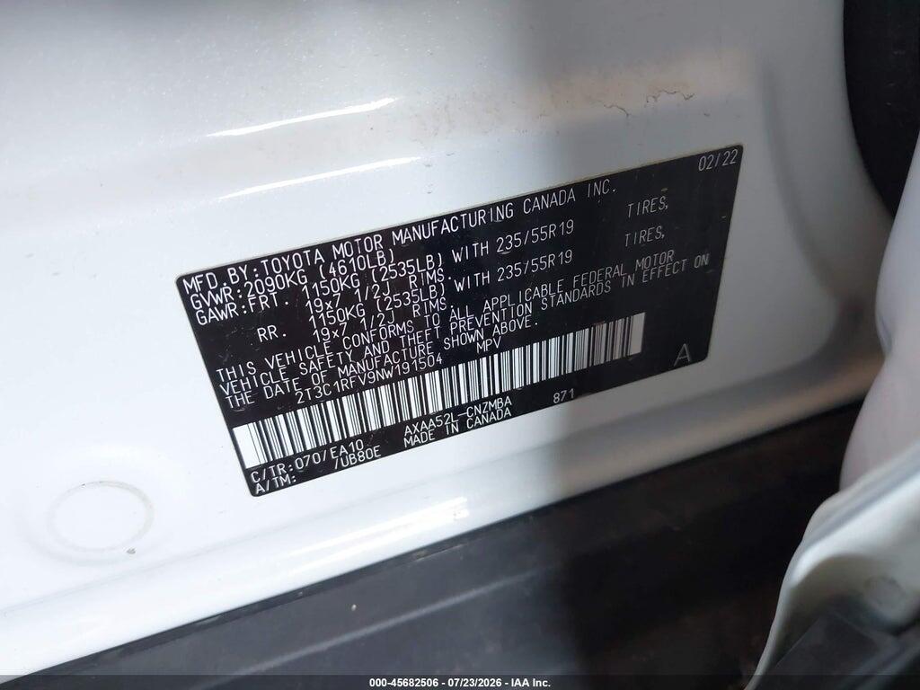 2T3C1RFV9NW191504 2022 TOYOTA RAV4 photo no. 9